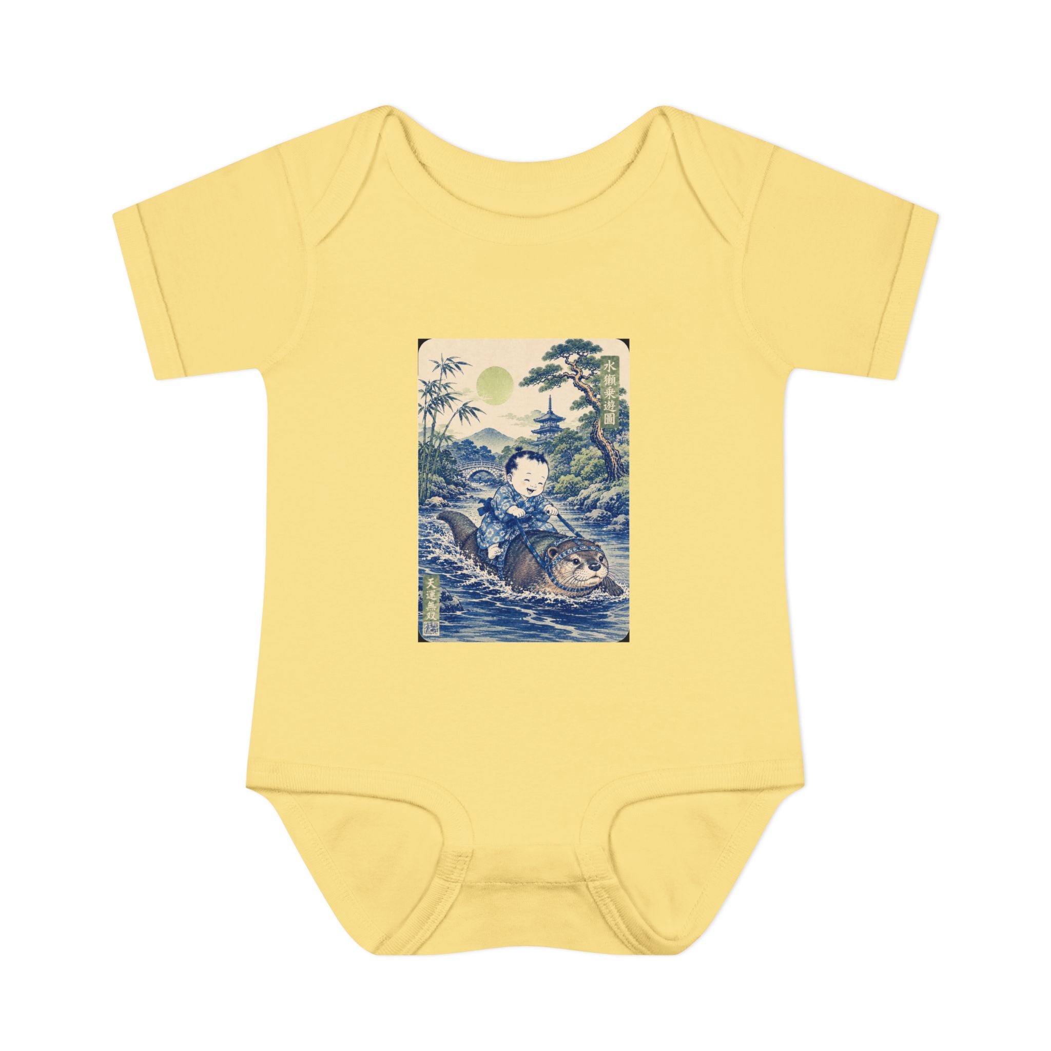 Infant Baby Bodysuit _ Vintage Japanese Riding an Otter