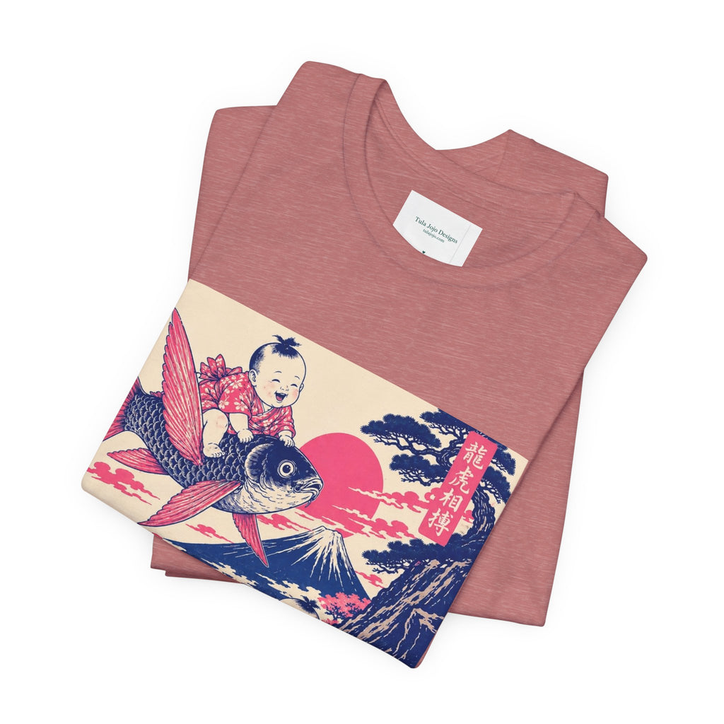 Unisex T Shirt Whimsical Koi Retro Japanese Art — Vintage Ukiyo-e Style Tee