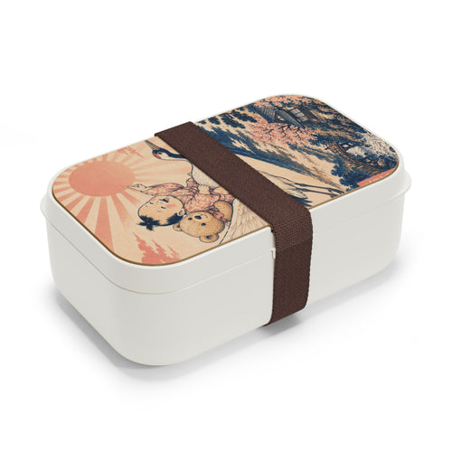 Bento Lunch Box - Unique Ukiyo-e Inspired Vintage Crane Baby & Teddy Design