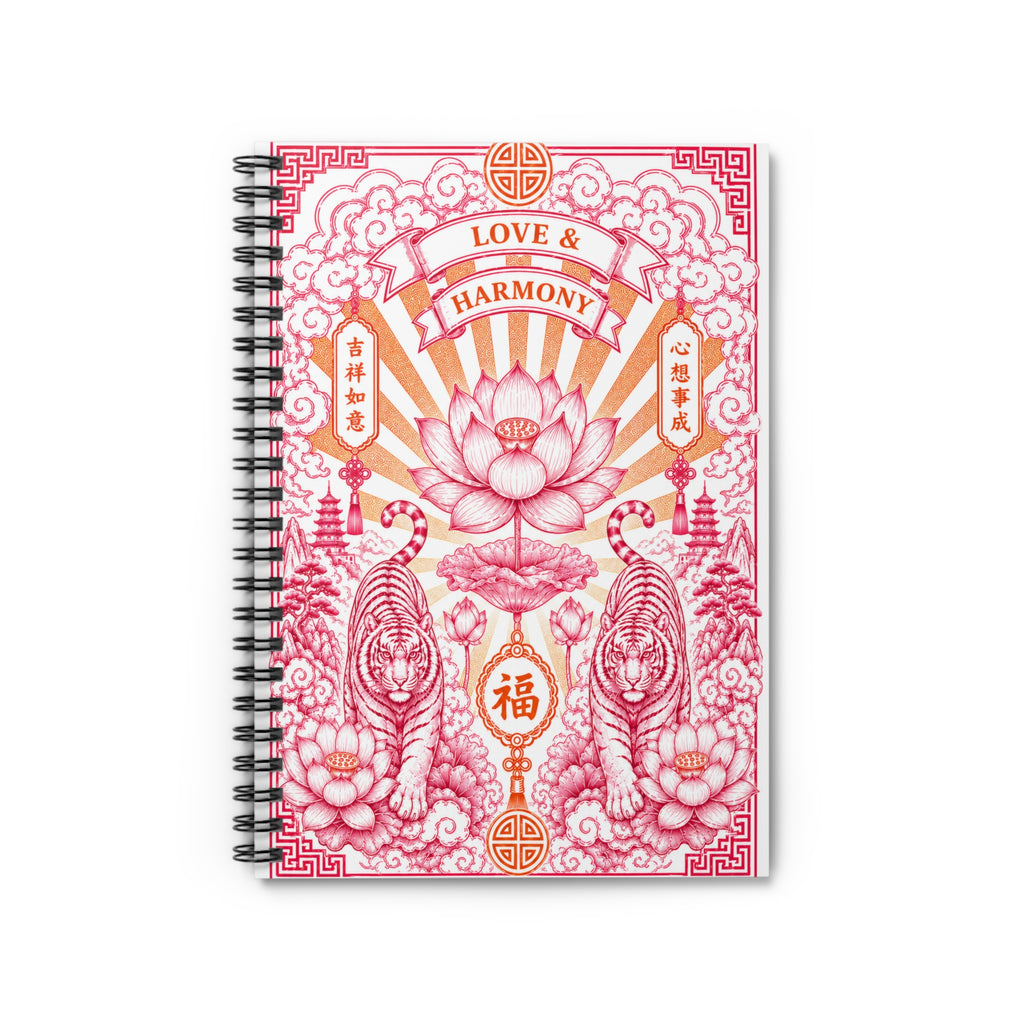 Notebook Love & Harmony Lotus — Floral Asian-Inspired Spiral Journal