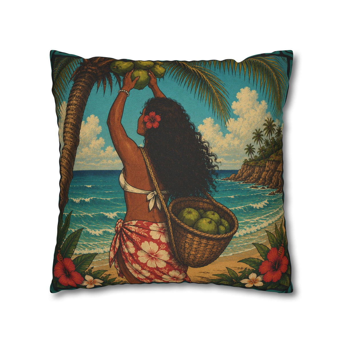 Tropical Hawaiian Man & Woman Decorative Cushion Covers