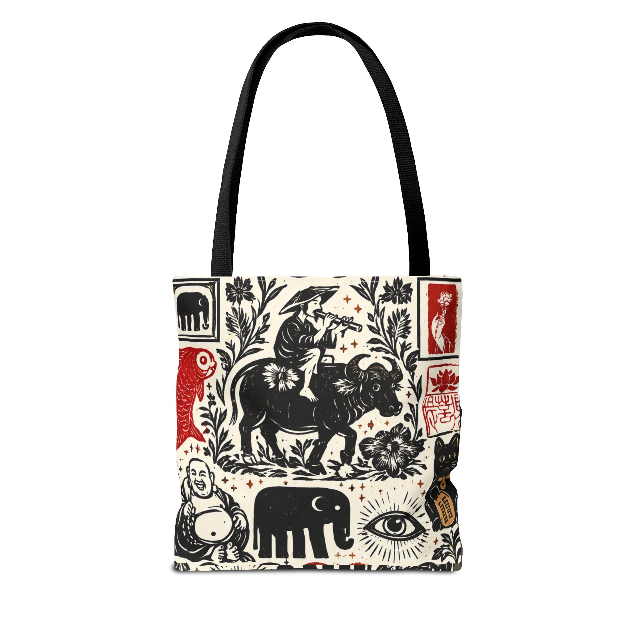 Tote Bag — Vintage Animal & Stamp Symbol Asian Pattern