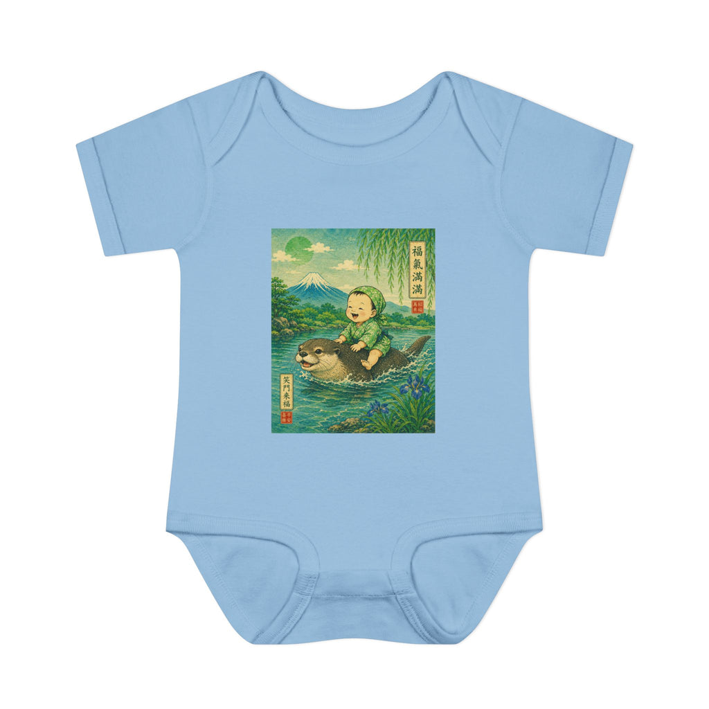  Infant Baby Bodysuit - Vintage Japanese Riding an Otter