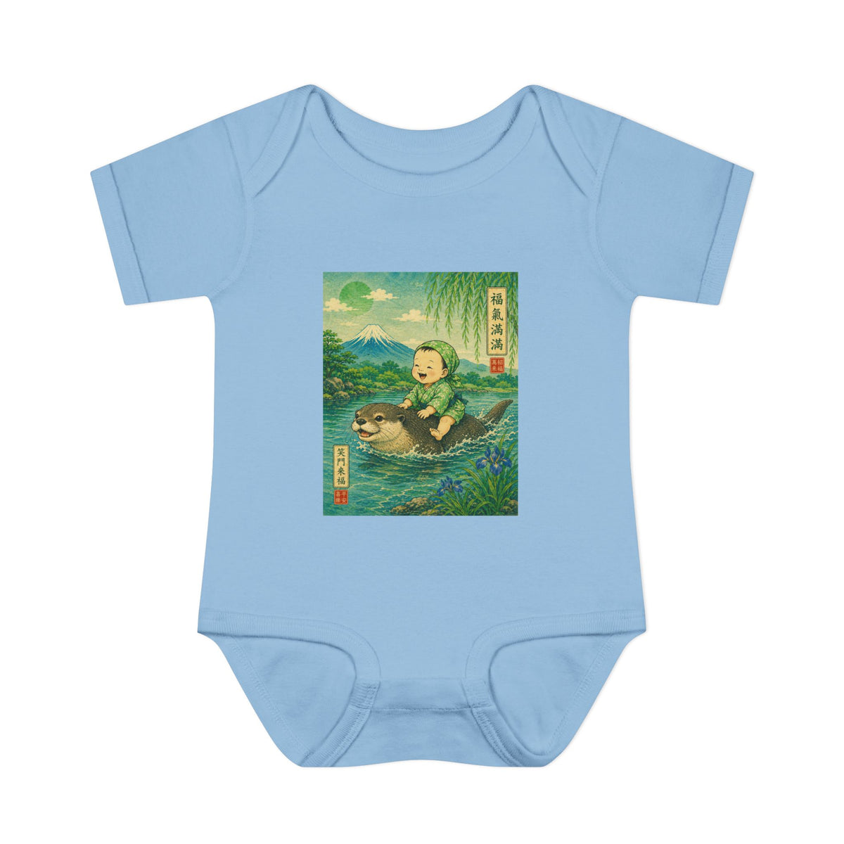  Infant Baby Bodysuit - Vintage Japanese Riding an Otter