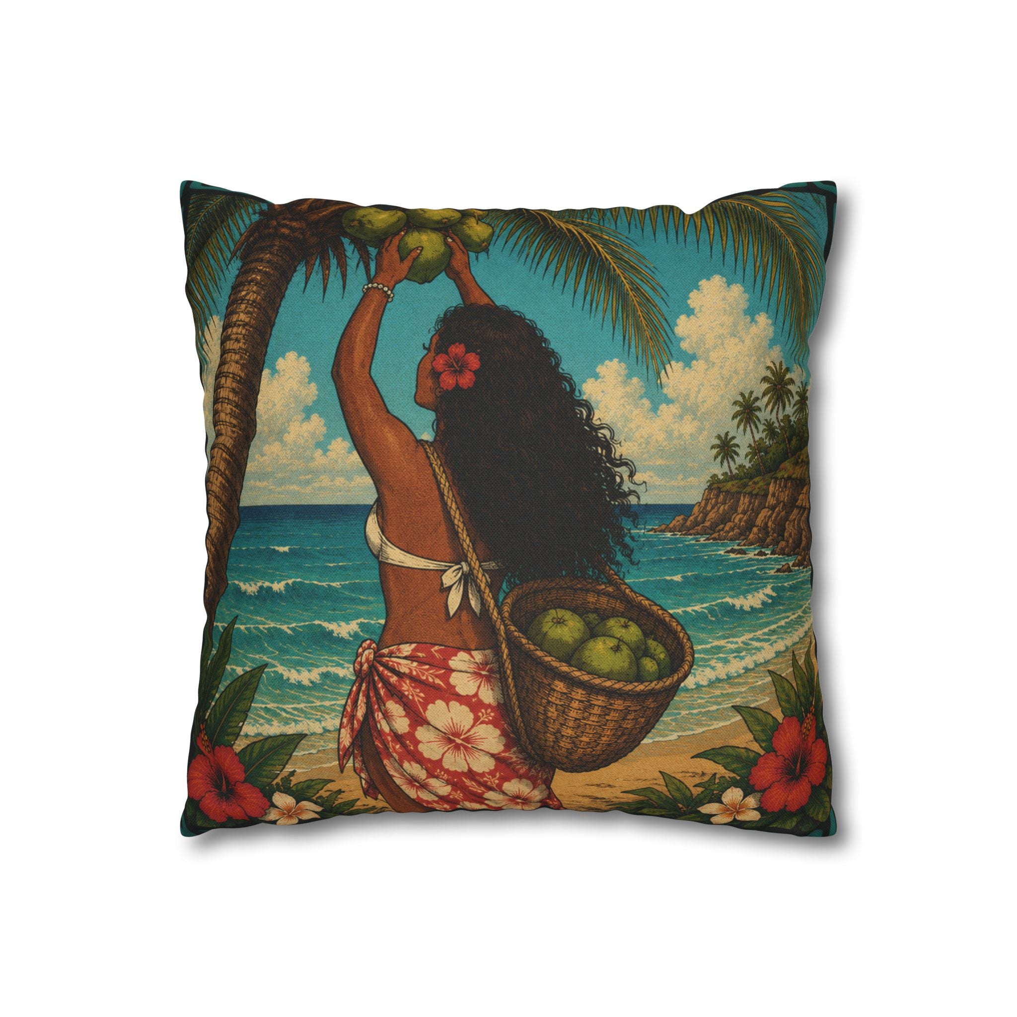 Tropical Hawaiian Man & Woman Decorative Cushion Covers