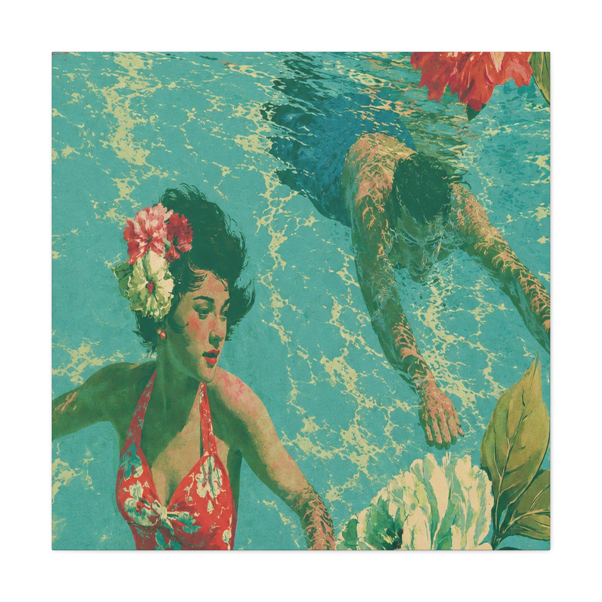 Vintage Lovers Underwater Canvas