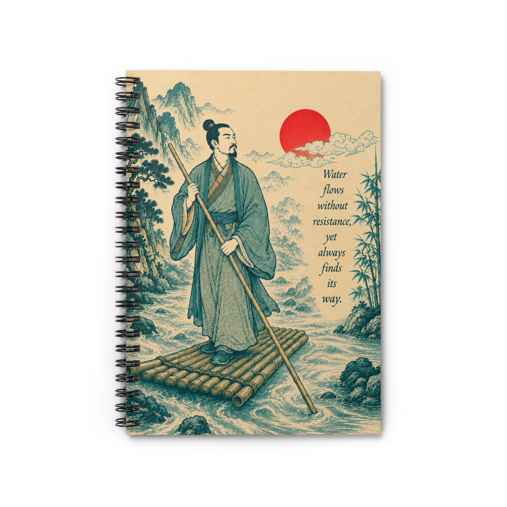 Spiral Notebook - Water Flows Without Resistance, zen landscape illustration