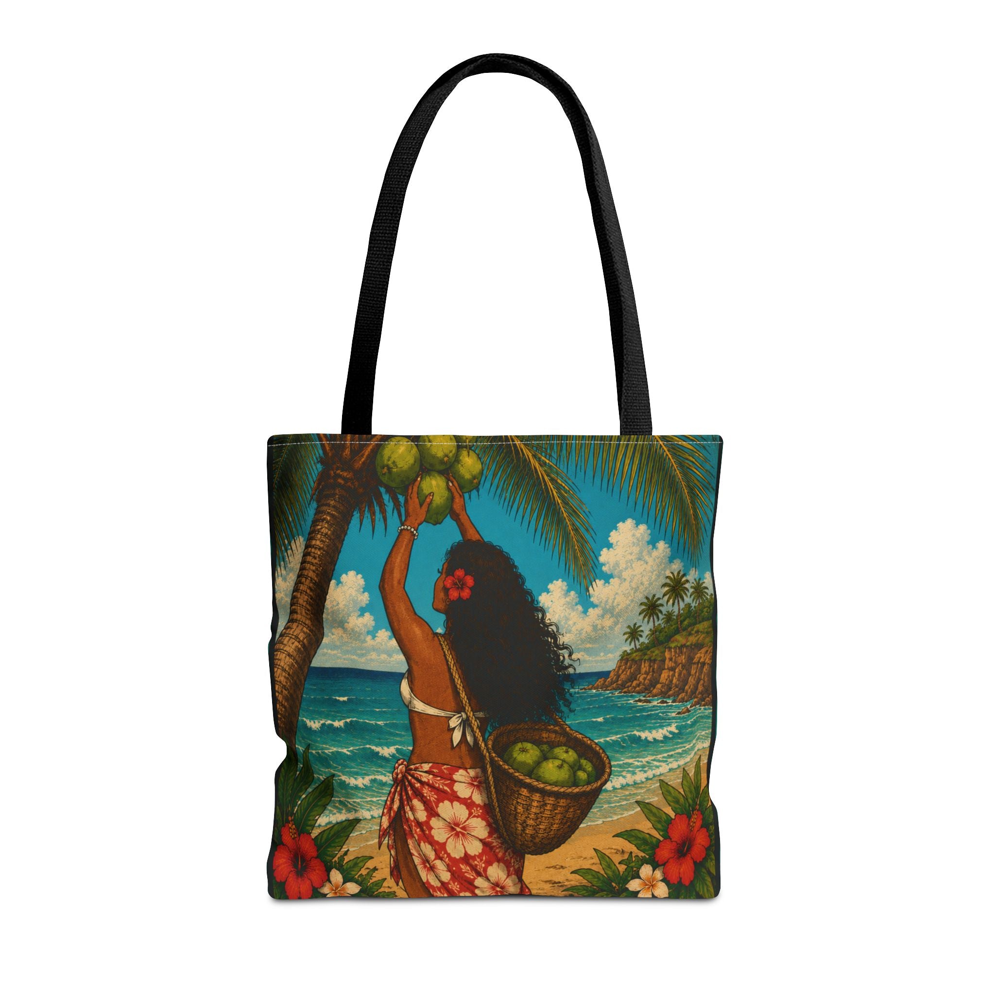 Tropical Hawaiian Couple Beach Tote Bag — Bright Island Paradise Design