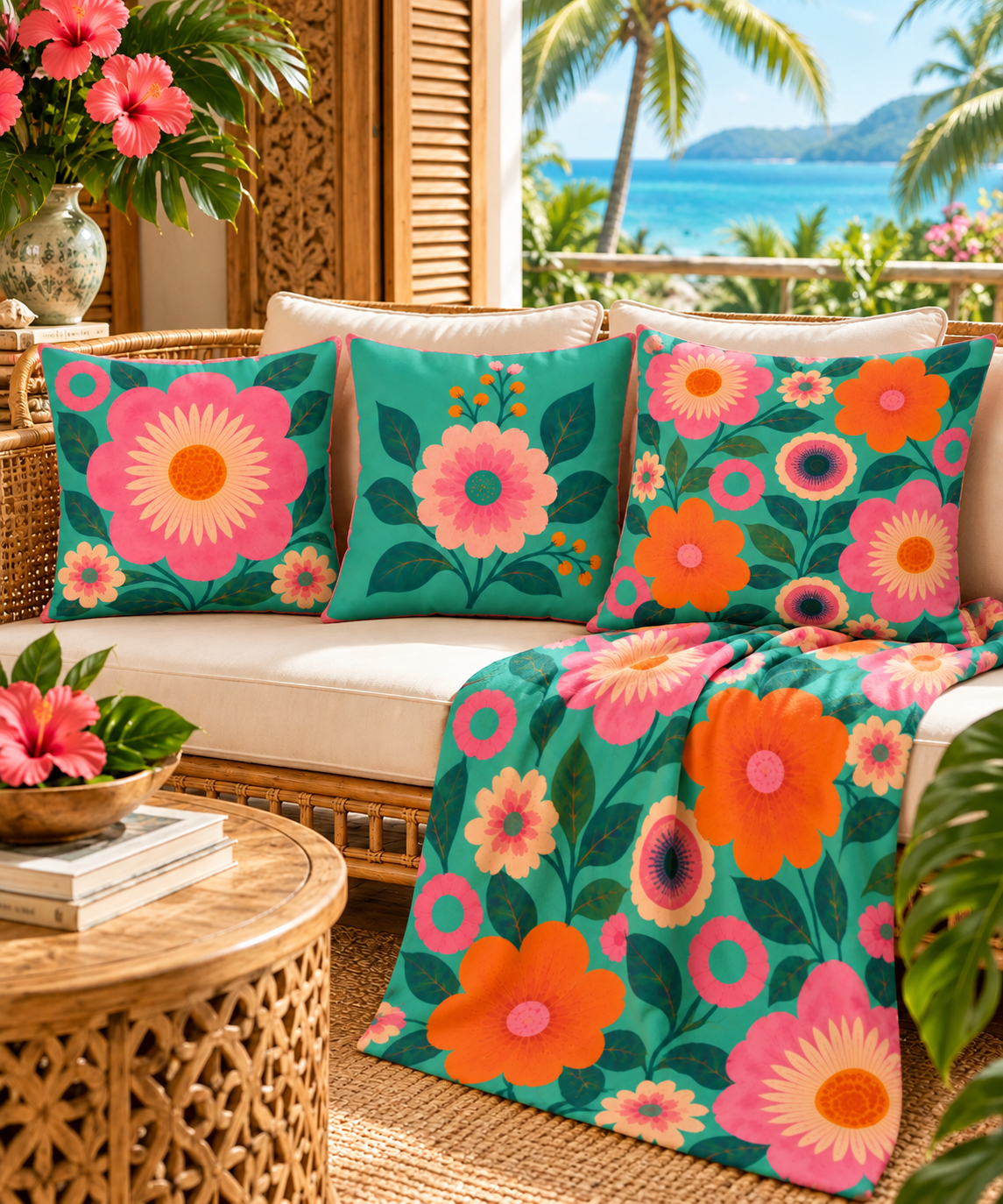 Cushion Cover - Retro Floral Cluster